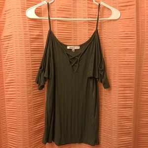 Olive Green Cold Shoulder Top